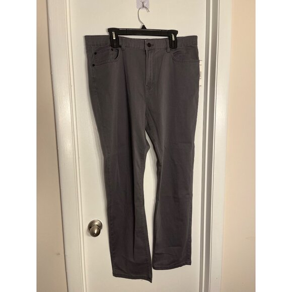 Kenneth Cole New York Mens Gray Stretch Cotton Blend Straight-Leg Pants Sz 36/32